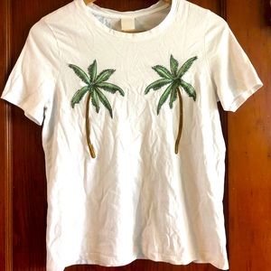 White Palm Tree Summer Florida T-shirt H&M Small